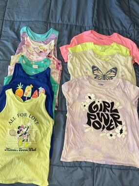 Girls' Size 12/14 Pink & Yellow Graphic Tee and Tank Top Mix - Assorted Colors